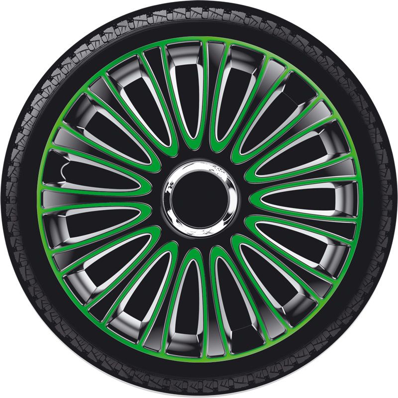 4-Delige Wieldoppenset LeMans 13-inch zwart/groen