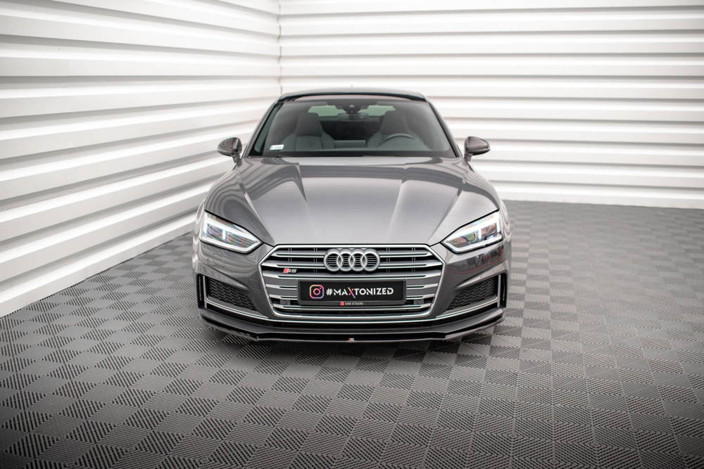 Voorspoiler Audi S5 / A5 S-Line F5 Coupe / Sportback V.2 Glanzend Zwart
