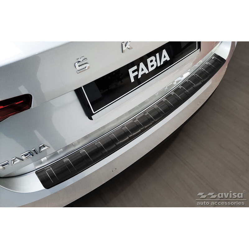 Zwart RVS Achterbumperprotector  Skoda Fabia IV Hatchback 2021- 'Ribs'