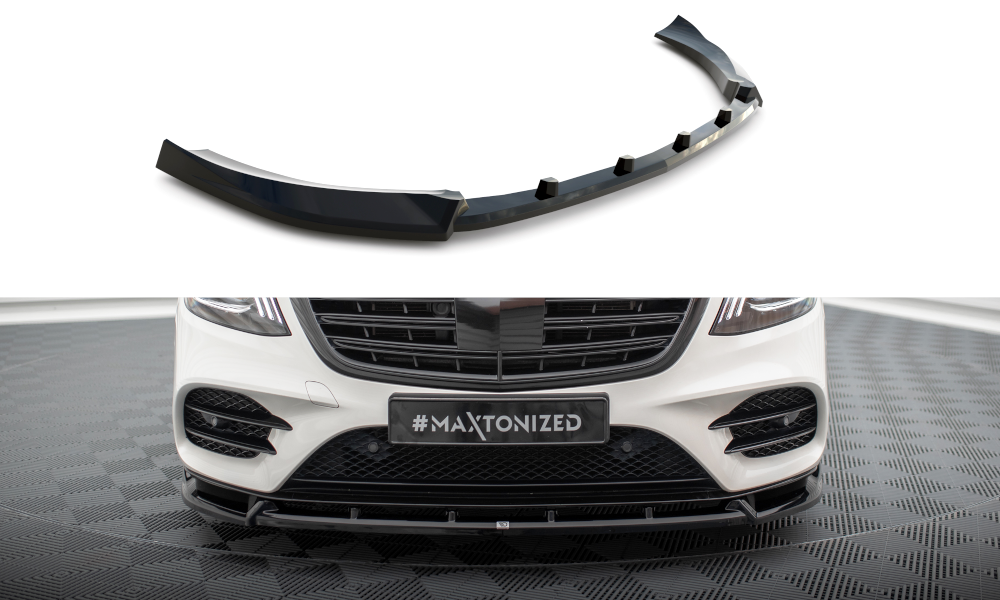 Voorspoiler V.2 Mercedes Benz S Klasse AMG Pakket W222 FL Maxton Glans Zwart