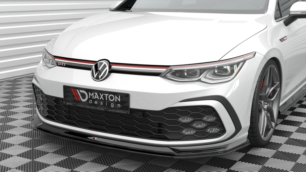 Voorspoiler V.6 Volkswagen Golf 8 GTI Maxton Glans Zwart