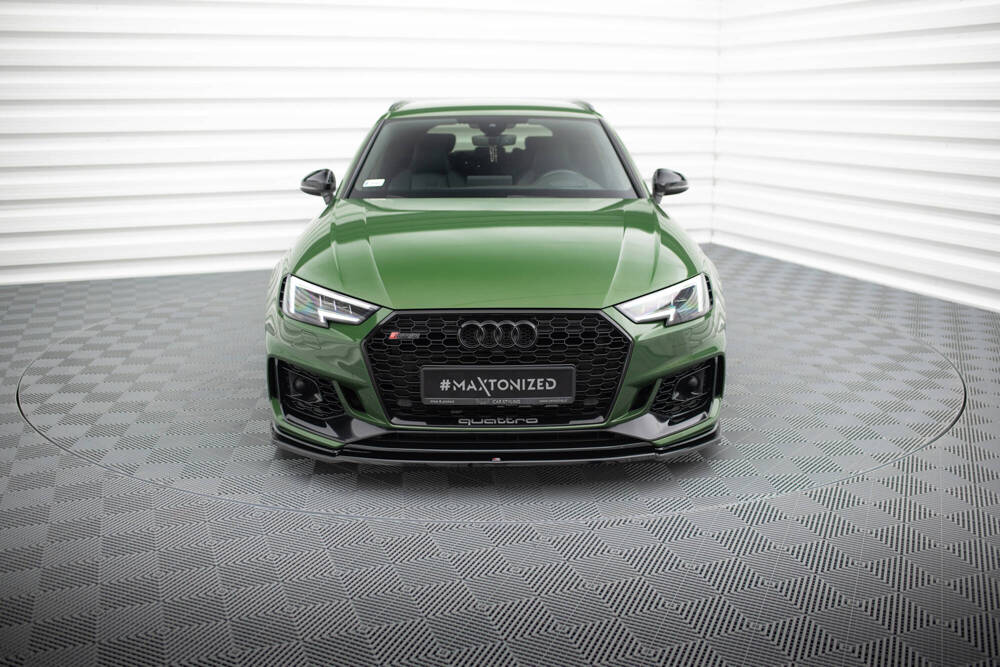 Voorspoiler V.2 Audi RS4 B9 Maxton Glans Zwart