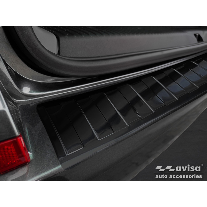 Zwart RVS Achterbumperprotector  Volkswagen Caravelle T6 2015- & FL 2019- (met achterklep) 'Ribs'