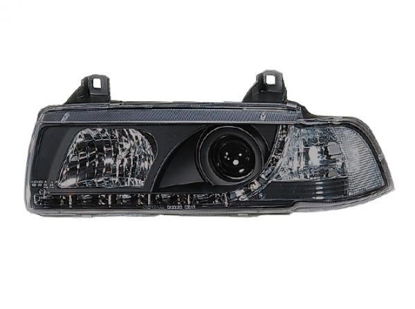 Faros BMW E36 Sedan Dayline Los ojos del Diablo negro