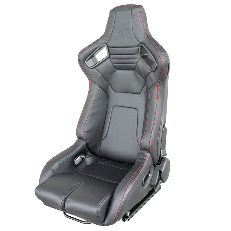 Simoni Racing Sportstoel Emerson - Zwart Eco-Leder - Links Verstelbaar - incl. Sledes