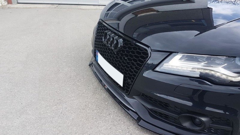 Voorspoiler V.1 Audi S7 / A7 S-Line C7 Glanzend Zwart