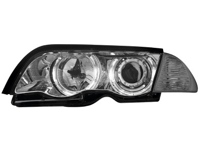 Faros para BMW E46 4 door 98-01. Angel Eyes cromo