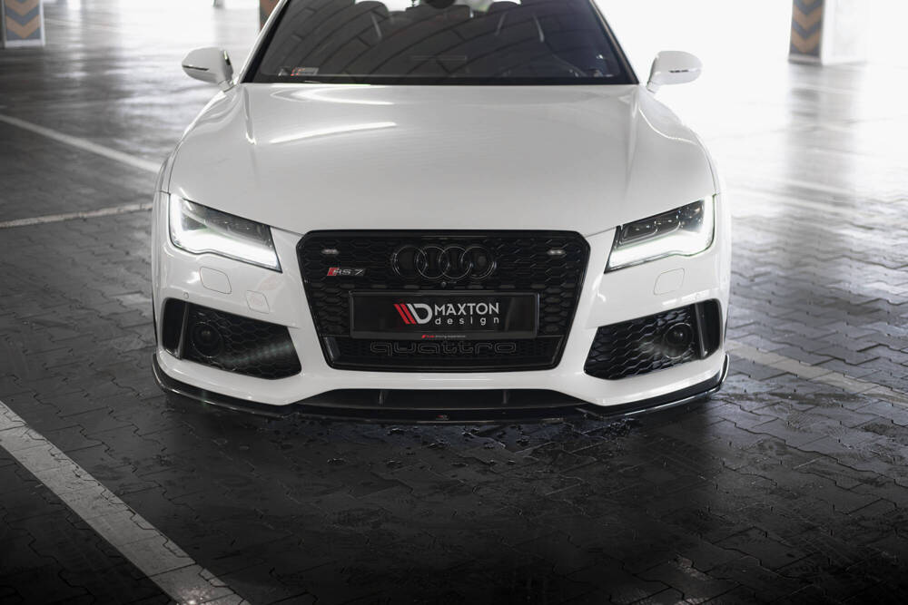 Voorspoiler V.3 Audi RS7 C7 FL Maxton Glans Zwart