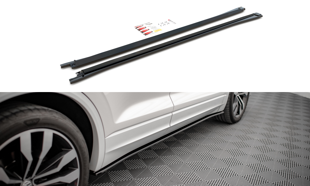 Zijskirts Volkswagen Touareg MK3 R-Line Maxton Glans Zwart