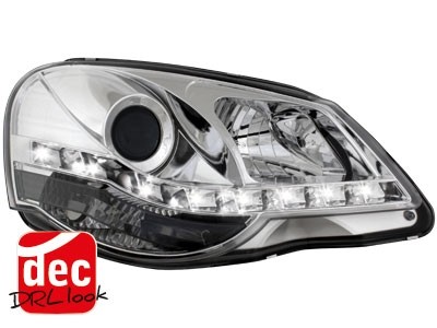 Faros VW Polo 9N3 05-09 Dayline Los ojos del Diablo cromo