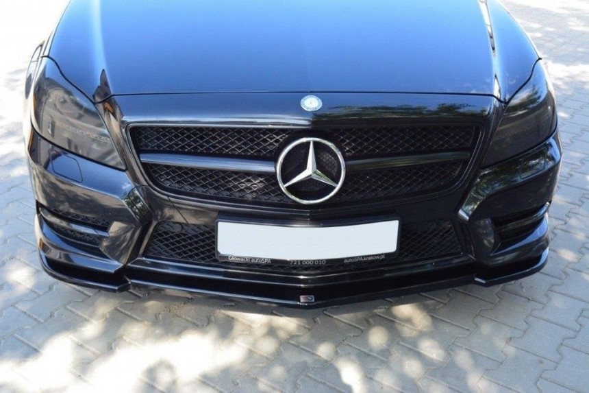 Voorspoiler Mercedes CLS W218 AMG-Line Maxton Design glans zwart