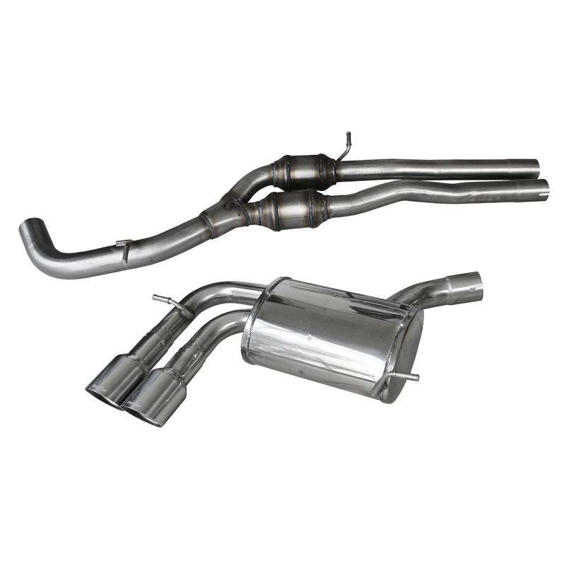 100% RVS Dubbele Sportuitlaat + Middendemper  Audi RS3 2.5TFSI Quattro (340PK) 2011- Links/Rechts 2x90mm Racing