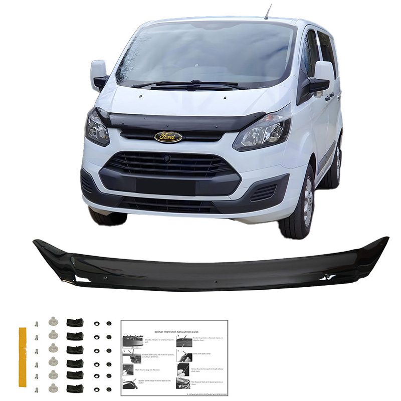 Motorkapbeschermer (steenslagcover)  Ford Transit Custom MK1 2012-2018 - Glanzend zwart