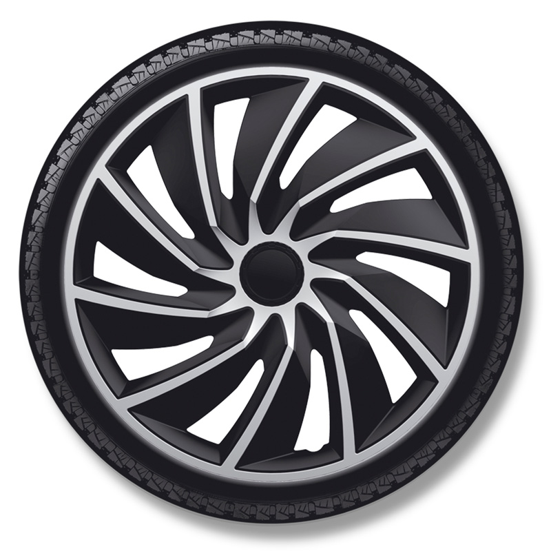 4-Delige Wieldoppenset Turbo 16-inch zilver/zwart