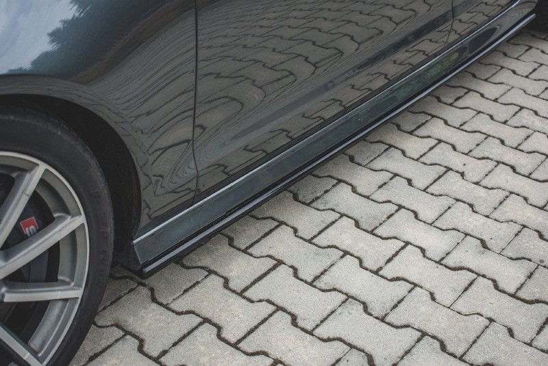 Zijskirts Diffusers Audi S6 / A6 S-Line C7 FL Glanzend Zwart
