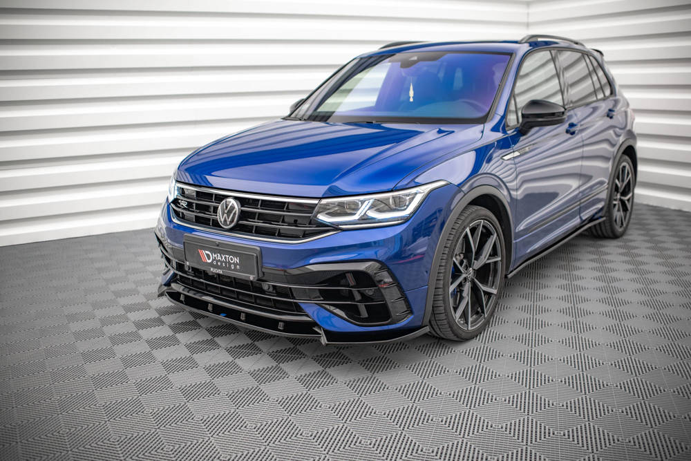 Voorspoiler V.2 VW Tiguan R MK2 Facelift Maxton Glans Zwart