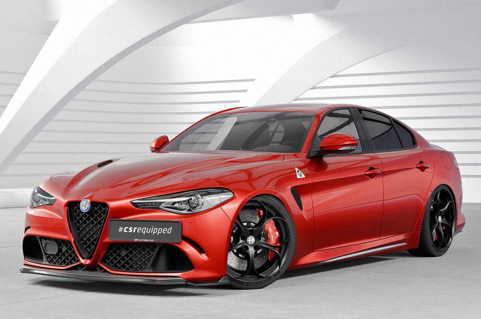 Voorspoiler Alfa Romeo Giulia Quadrifoglio glans zwart