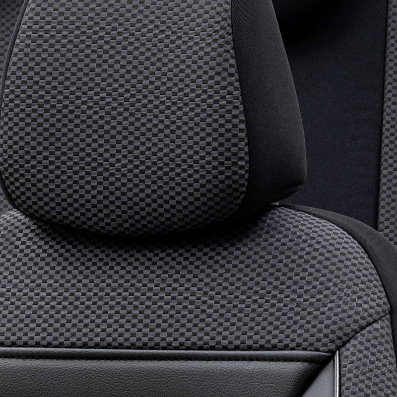 Universele Stoffen Stoelhoezenset 'Prestige' Zwart/Antraciet Geblokt - 11-delig - geschikt voor Side-Airbags
