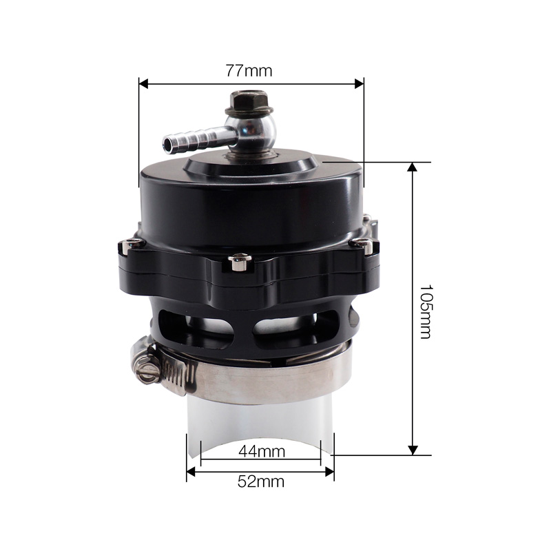 Simoni Racing Universele Blow-Off Valve Type 15 - Aansluiting 52mm , Lengte 105mm, Diameter 77mm - Zwart