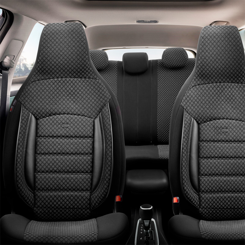 Universele Stoffen 'CityBug' Stoelhoezenset 'Sport Plus' Zwart - 9-delig - geschikt voor Side-Airbags