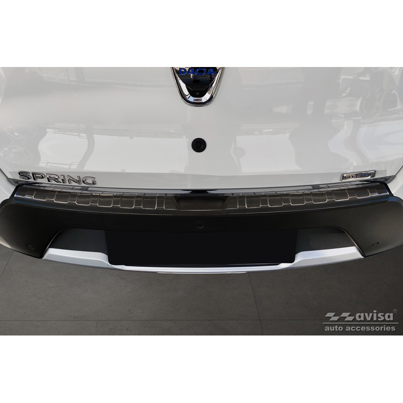 Zwart RVS Achterbumperprotector  Dacia Spring 2020- 'Ribs'