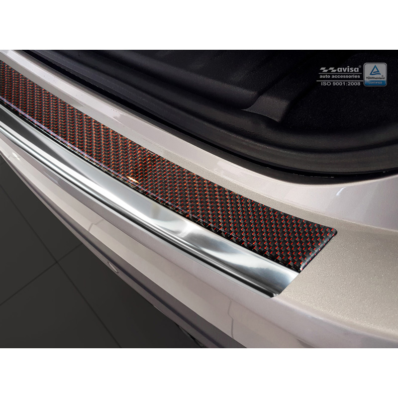 RVS Achterbumperprotector Deluxe Jaguar F-Pace 2016- Chroom/Rood