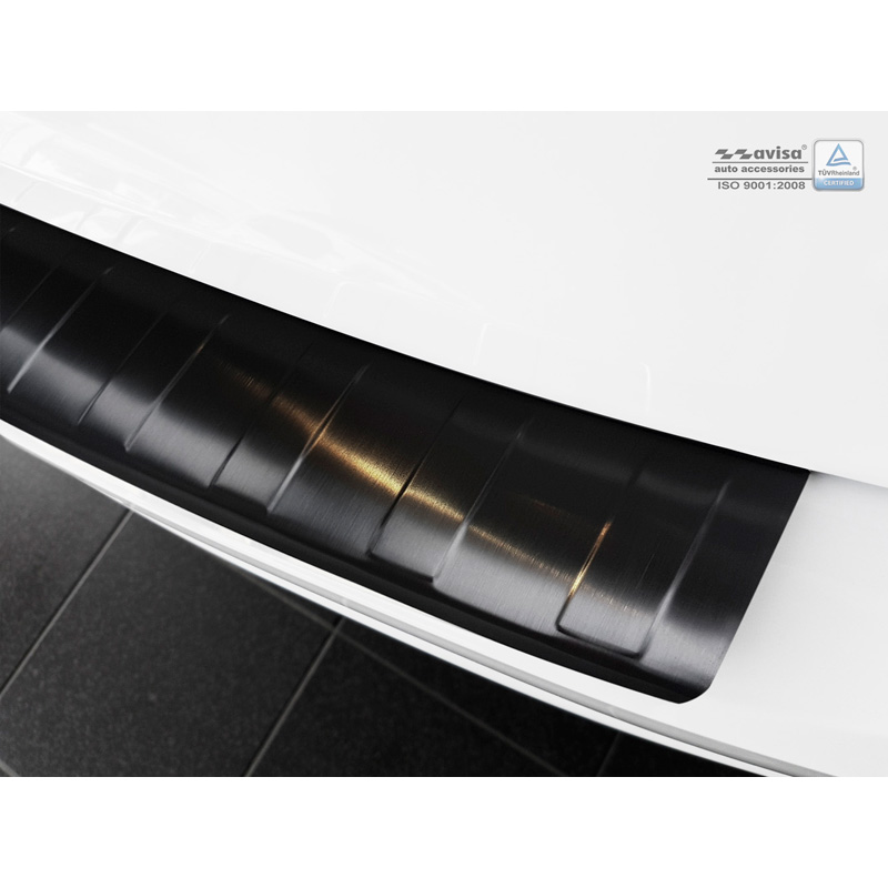 Zwart RVS Achterbumperprotector  Audi A4 B9 Avant 2015-2019 & Facelift 2019- 'Ribs' (incl. S-Line & S4 Avant)