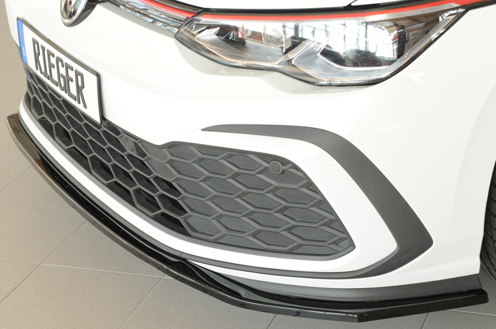 Voorspoiler Volkswagen Golf 8 GTI GTD GTE Rieger Glans zwart
