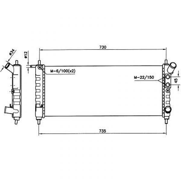 Radiator CORSA B3 CYL. 97->> 680x285 1.0-12V 1.2-16V +AC 58154