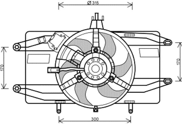 Radiator FAN COMPLEET DOBLO 00-05 1.2I-8V/1.6I-16V -A/C