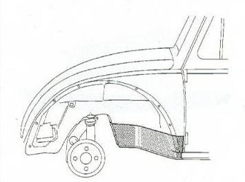 plaat achter voorwiel, 1302/1303, rechts VW Kever