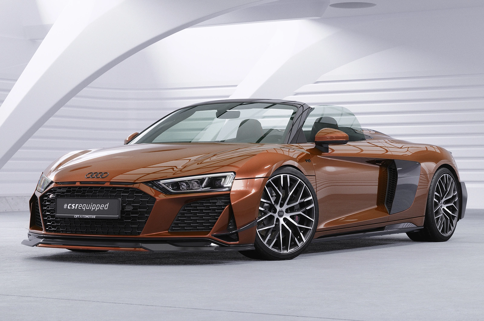 Voorspoiler Audi R8 (Typ 4S) Glans Zwart Facelift - CSR Design