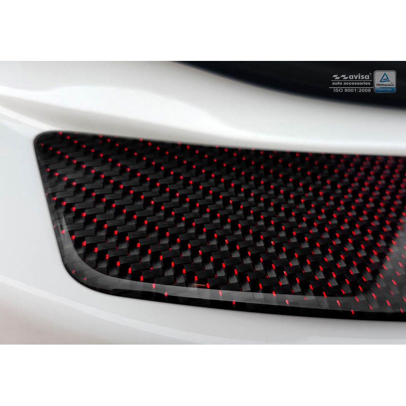 Carbon Achterbumperprotector  Mercedes CLS (C218) 2014-2018 Rood-Zwart Carbon