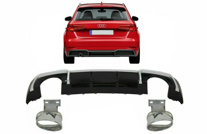 Audi A3 8V Sedan Facelift (2012-up) Achterbumper Diffuser + Tips