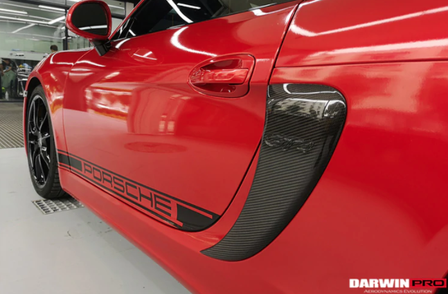 Porsche 981 Boxster/Cayman GT4 Style Carbon Fiber Zijpanelen 2012-2016