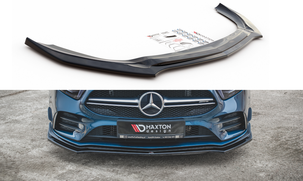 VoorSpoiler Mercedes A Klasse W177 A35 AMG Glans Zwart V2