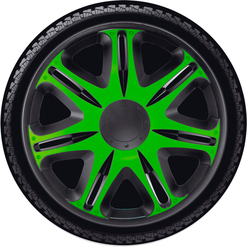 4-Delige J-Tec Wieldoppenset Nascar 16-inch zwart/groen
