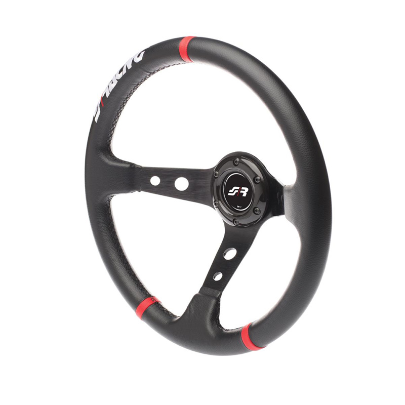 Simoni Racing Universeel Sportstuur Gravel - Zwart Eco-Leder/Rood - Diameter 350mm