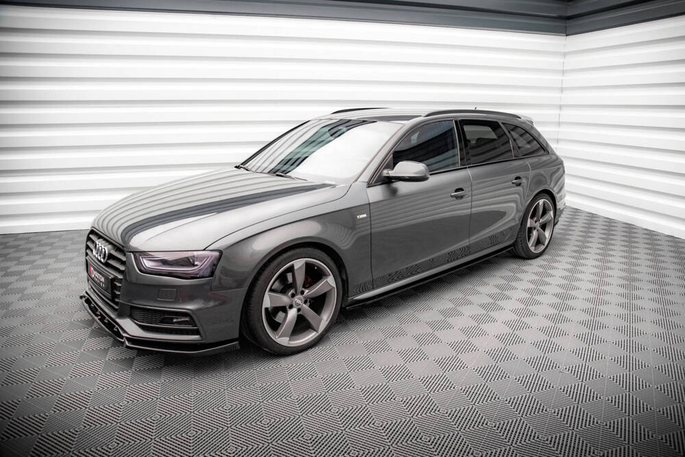 Zijskirts Audi A4 S-Line / S4 B8 FL Maxton Glans Zwart