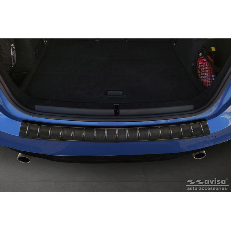 Zwart RVS Achterbumperprotector  BMW 2 Active Tourer F45 2013-2021 met M-Pakket 'Ribs'