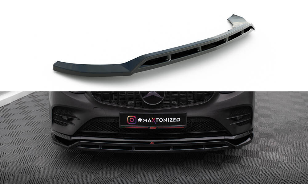 Voorspoiler Mercedes GLC AMG Pakket X253 Maxton Glans Zwart
