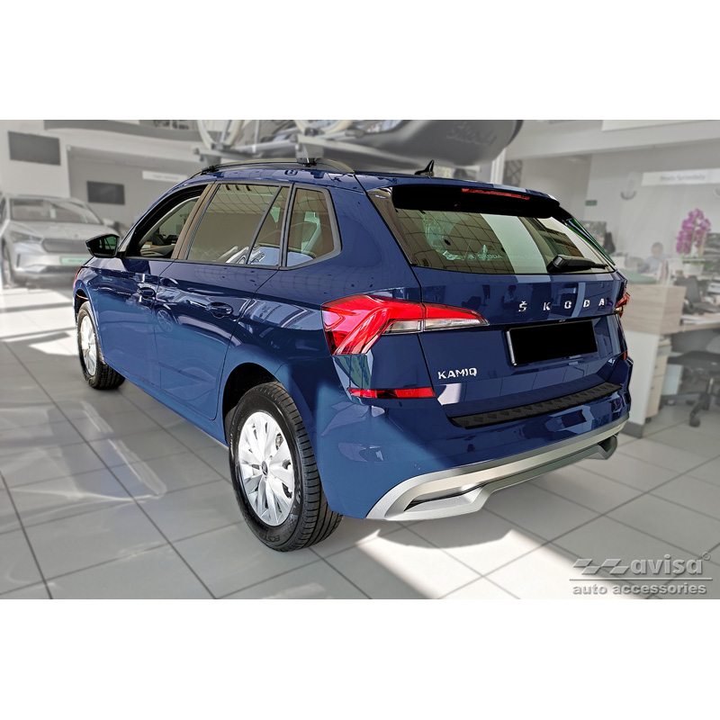 Matzwart Aluminium Achterbumperprotector  Skoda Kamiq 2019- 'Riffled Plate'