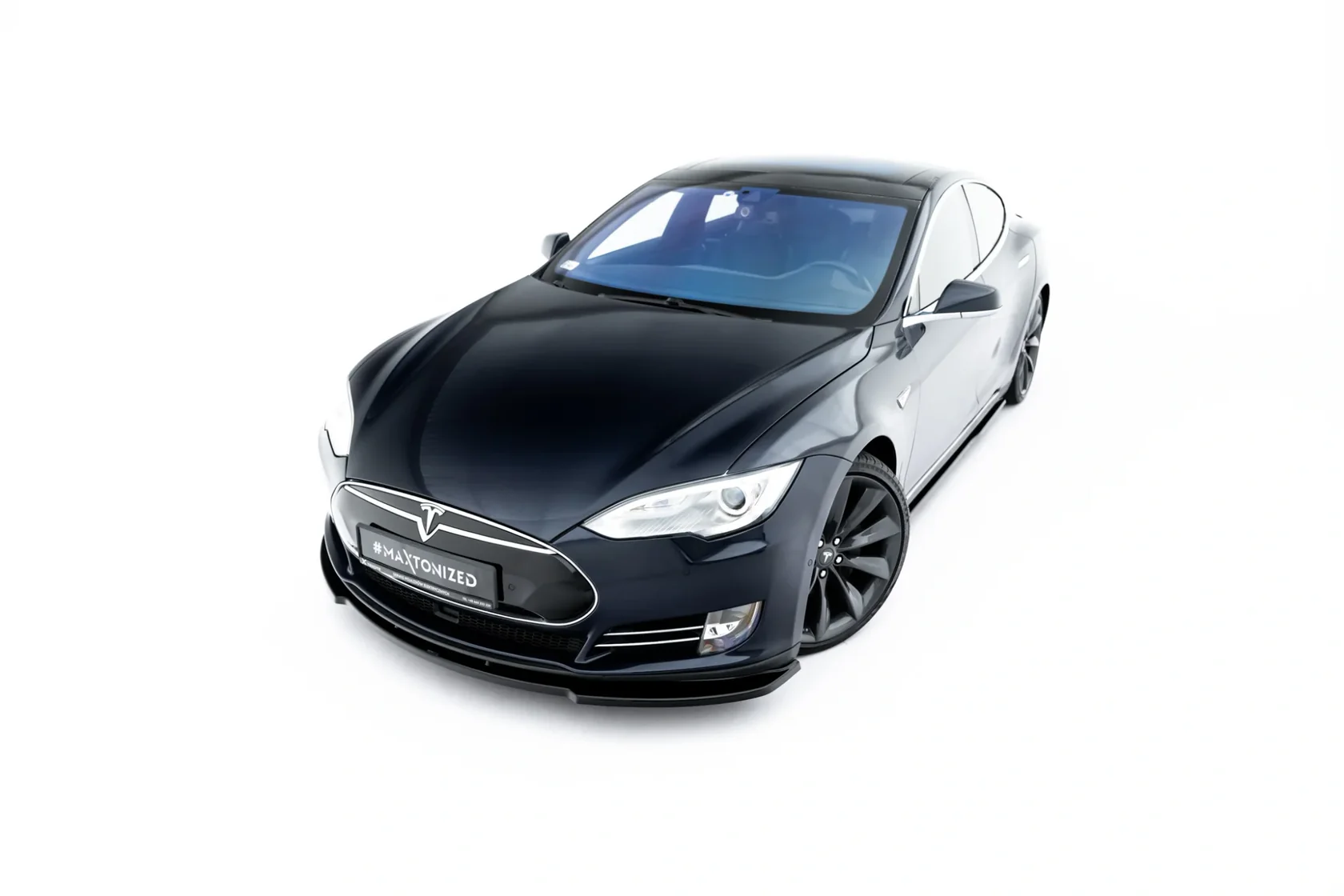 Voorspoiler V.2 Tesla Model S Mk1 Maxton Glans Zwart