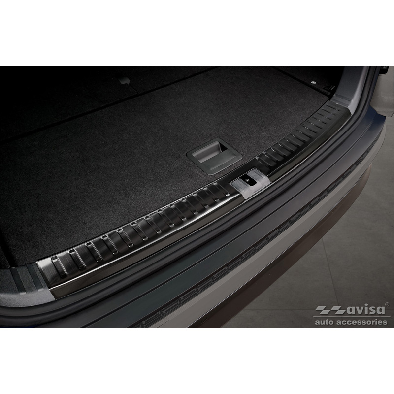 Zwart RVS Binnenste Achterbumperprotector  Skoda Kodiaq 2017-2021 & Facelift 2021-2024 'Ribs'