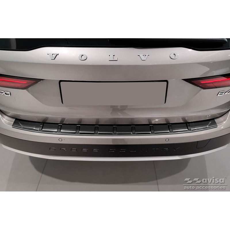 Zwart RVS Achterbumperprotector  Volvo V90 II 2016- (incl. Cross Country) 'STRONG EDITION'