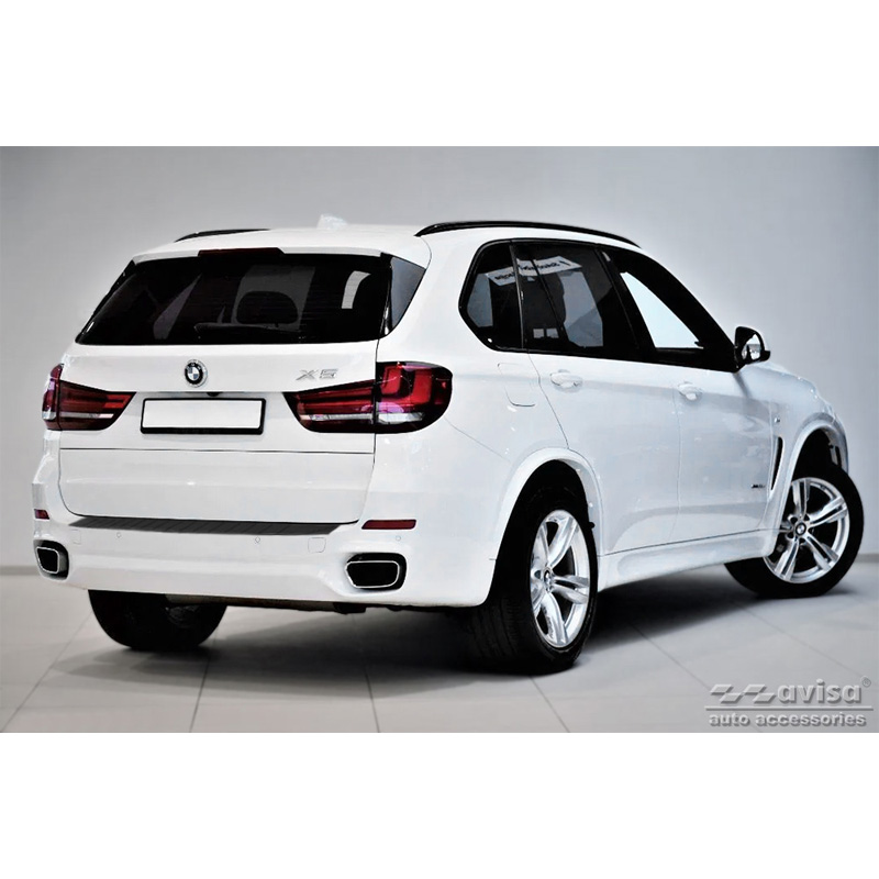 Zwart RVS Achterbumperprotector  BMW X5 F15 2013-2018 met M-Pakket 'Ribs'