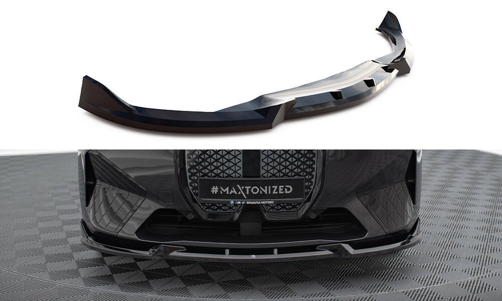 Voorspoiler V.1 BMW iX i20 Maxton Glans Zwart