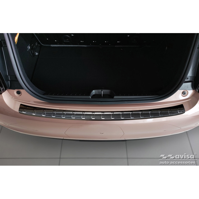 Zwart RVS Achterbumperprotector  Fiat 500e Berlina, 3+1 & Cabrio 3-deurs 2020- 'Ribs'