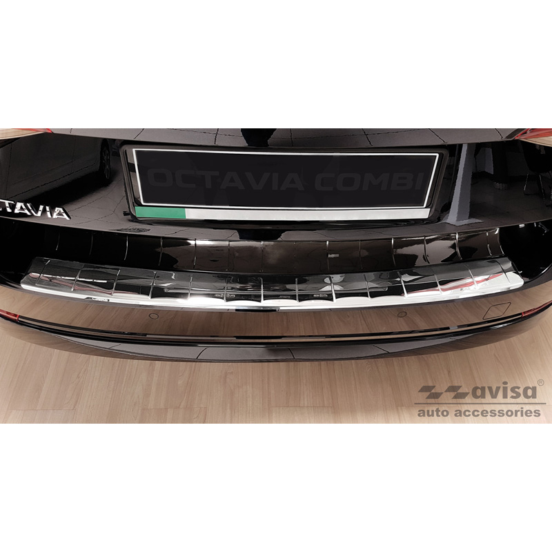 Chroom RVS Achterbumperprotector  Skoda Octavia IV Kombi 2020-2024 & FL 2024- (incl. RS, excl. Scout) 'Ribs'