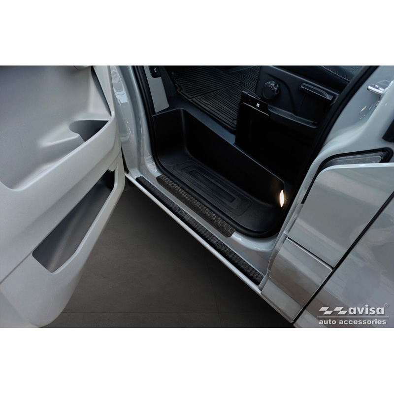 Aluminium onderste Instaplijsten 'Riffled Plate'  Ford Transit Custom (V710) & Tourneo Custom (V710) 2023- - 2-delig - Zwart